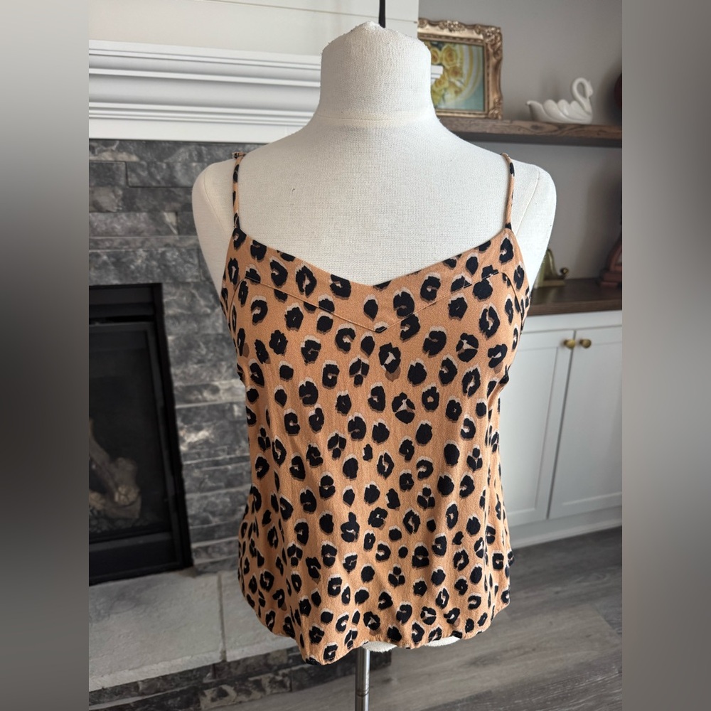 a new day Black & Tan Leopard Print Cami Tank Top Women's Small